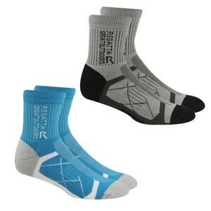 Regatta Womens/Ladies Outdoor Boot Socks (Pack of 2) / Light Steel/Niagra Blue